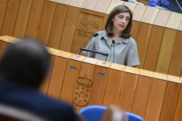 La conselleira de Medio Ambiente, Ángeles Vázquez, en el pleno del Parlamento