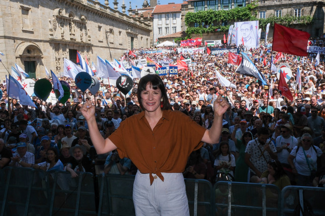 La portavoz nacional del BNG, Ana Pontón, durante la manifestación convocada por el BNG con motivo del Día da Patria Galega, a 25 de julio de 2025, en Santiago de Compostela.