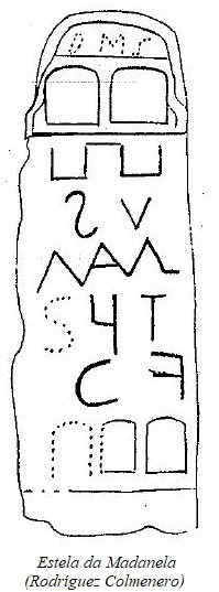 Estela romana da Madanela nun esquema de Rodru00edguez Colemenero publicado por Xabier Moure   O Noso Patrimonio