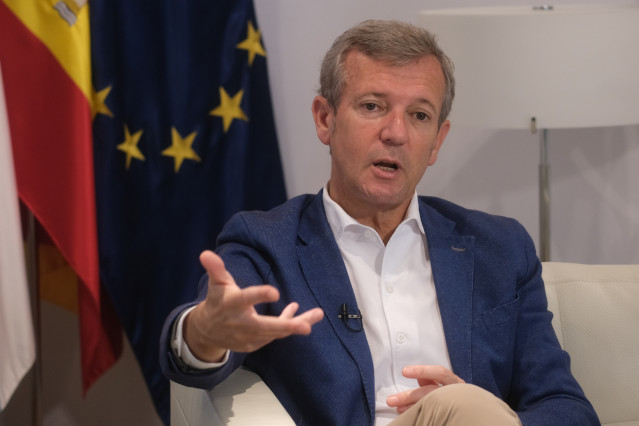 El presidente de la Xunta, Alfonso Rueda, durante la entrevista con Europa Press.