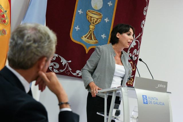 Imagen de Lorenzana en la rueda de prensa tras el Consello de la Xunta.