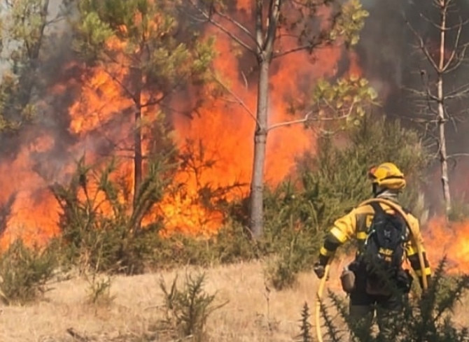Brigadista herido en el incendio de Maceda