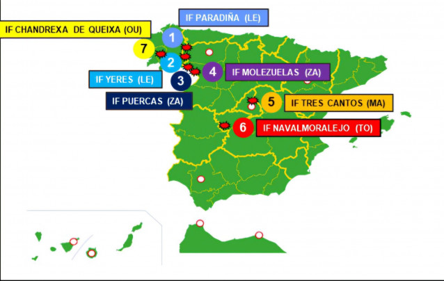 Mapa de los efectivos desplegados de la Unidad Militar de Emergencias (UME)