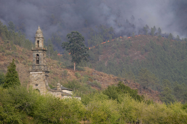 Incendio forestal registrado en Galicia.