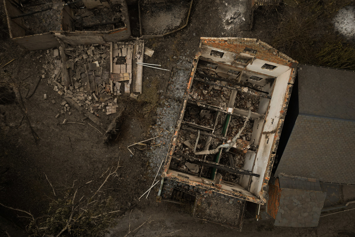 Vista aérea tras el incendio en San Vicente de Arriba, Ourense