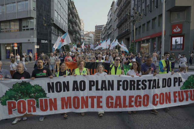 Manifestación en contra de los incendios en Vigo