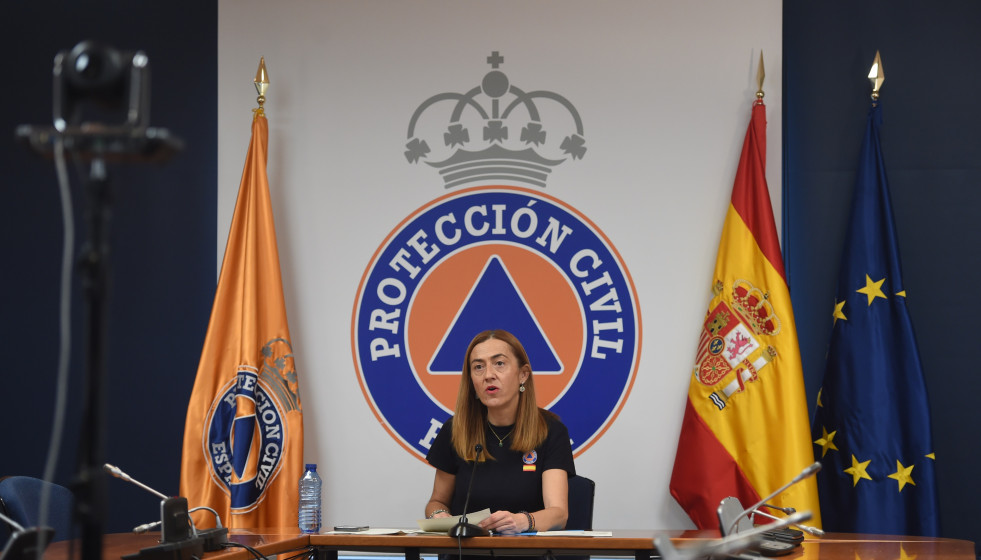 La directora general de Protección Civil, Virginia Barcones, informa sobre el desarrollo del Comité Estatal de Coordinación (CECOD) sobre los incendios, a 30 de agosto de 2025, en Madrid (España).