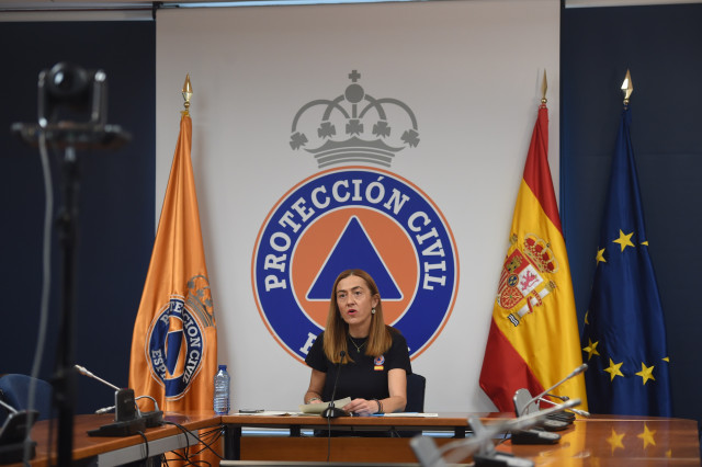 La directora general de Protección Civil, Virginia Barcones, informa sobre el desarrollo del Comité Estatal de Coordinación (CECOD) sobre los incendios, a 30 de agosto de 2025, en Madrid (España).