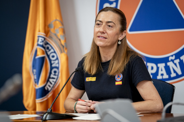La directora general de Protección Civil y Emergencias, Virgina Barcones, informa sobre la evolución de los grandes incendios forestales que se mantienen aún activos y sobre el desarrollo del Comité Estatal de Coordinación (CECOD).