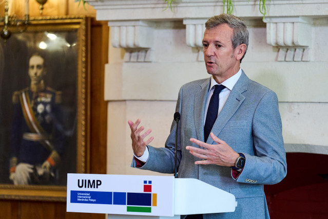 El presidente de la Xunta de Galicia, Alfonso Rueda, interviene durante el encuentro 'De la Idea a la Acción: Los 30 años del Comité de las Regiones y la Evolución de la Política de Cohesión', en el Palacio de la Magdalena, a 3 de septiembre de 2025, en S