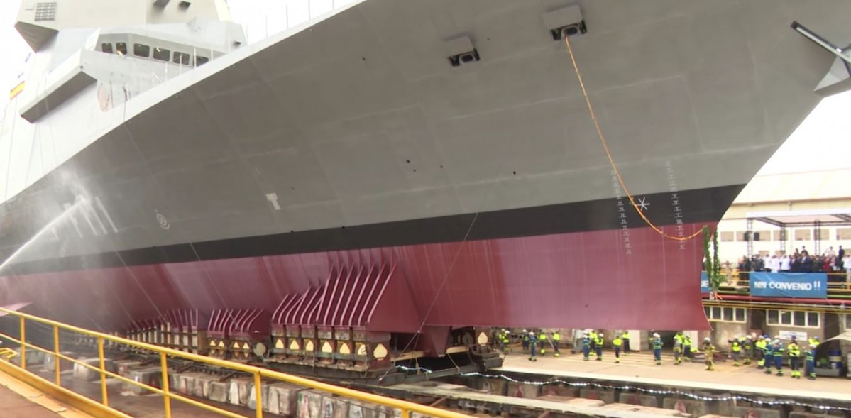 Botadura de la fragata F111 en Navantia Ferrol