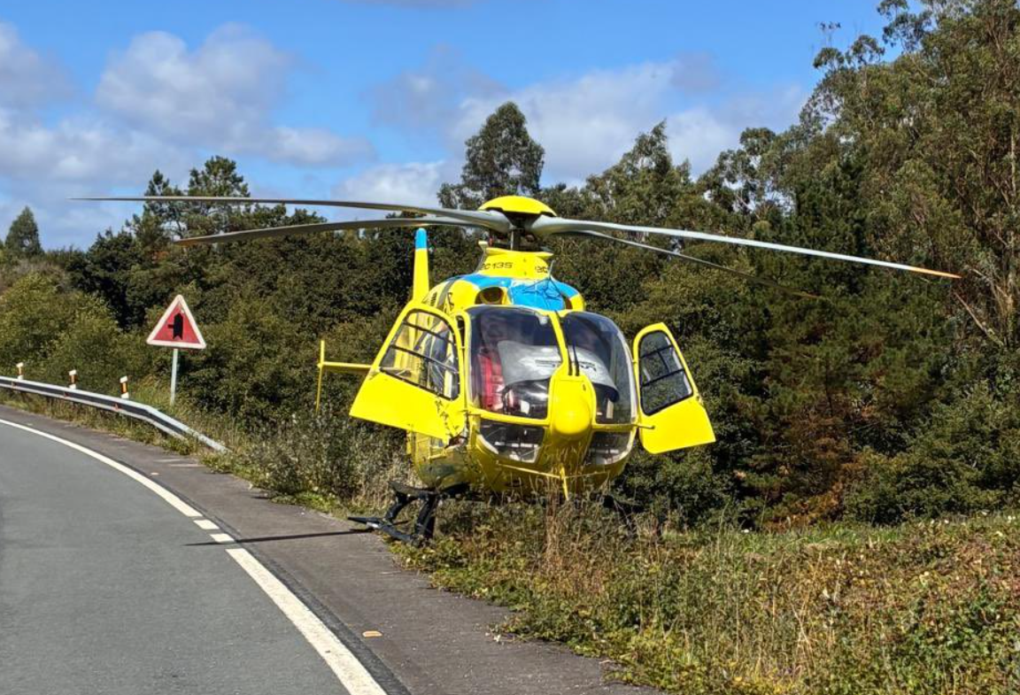 El helicu00f3ptero del 061 acudiu00f3 a Rodu00eds por el accidente