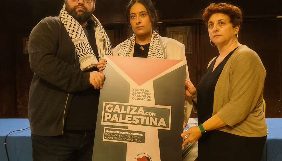 La 'Coordenadora Galega de Solidaridade coa Palestina' ha anunciado este martes que convoca para el domingo 5 de octubre la manifestación 'Galicia con Palestina'.