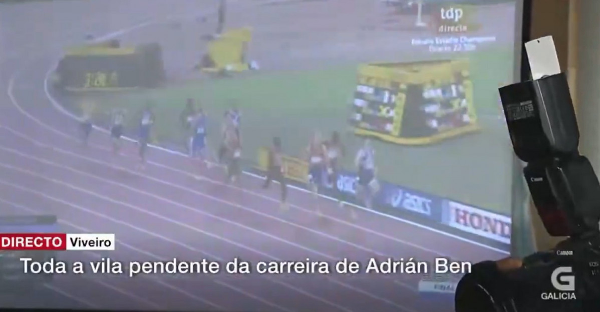 Captura de pantalla de la TVG emitiendo la final de 1.500 en Tokio