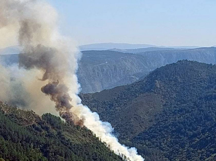La Ribeira Sacra arde otra vez: alerta por un incendio en Lornís, Pantón, próximo a casas
