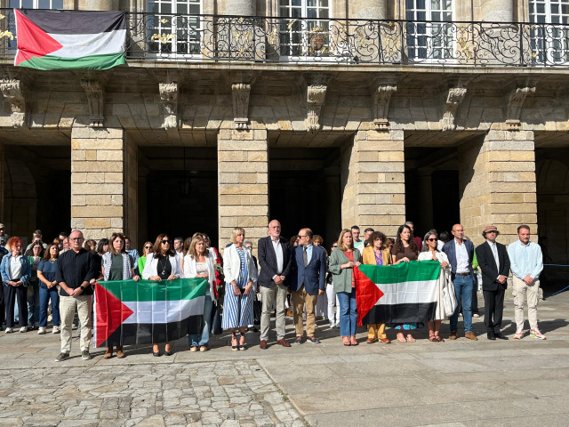 Minuto de silencio por Gaza en Santiago de Compostela, a 19 de septiembre de 2025.