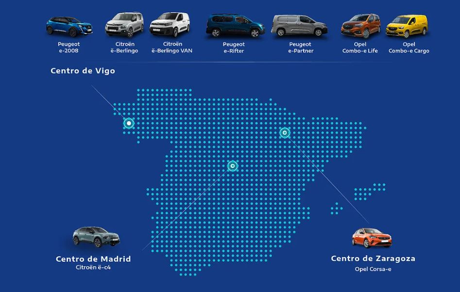 Vehu00edculos 100% elu00e9ctricos producidos en la plantas de Stellantis en Espau00f1a