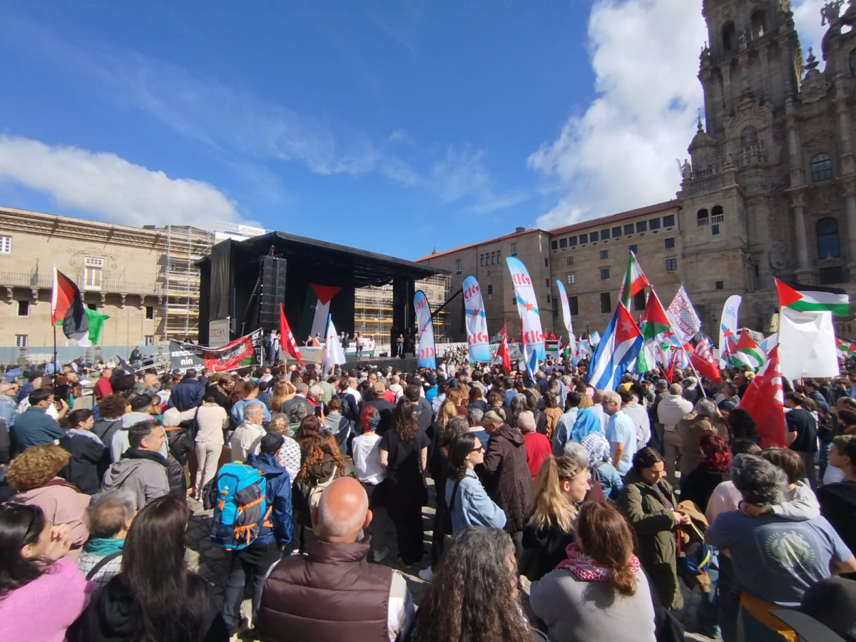Obradoiro durante la manifestaciu00f3n a favor de Palestina