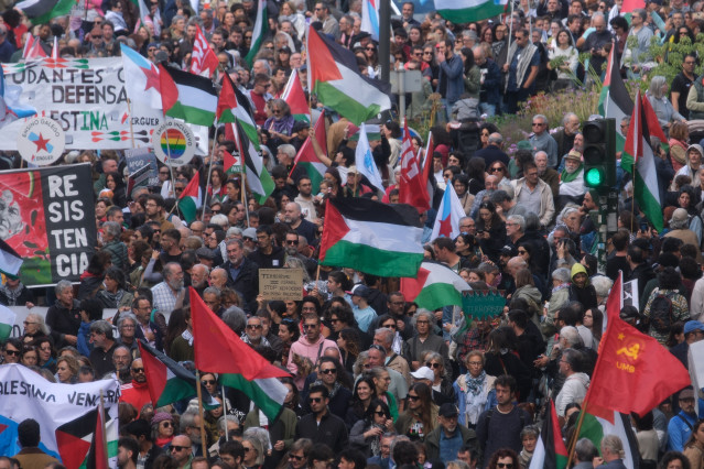 Manifestación 'Galicia con Palestina', a 5 de octubre de 2025, en Santiago de Compostela