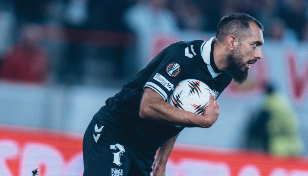 Borja Iglesias tras su primer gol en Europa con el Celta