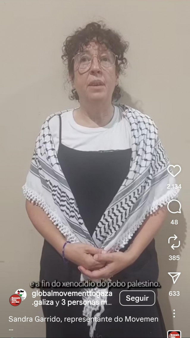 Sandra Garrido, la activista gallega que participó en la flotilla de apoyo a Gaza.