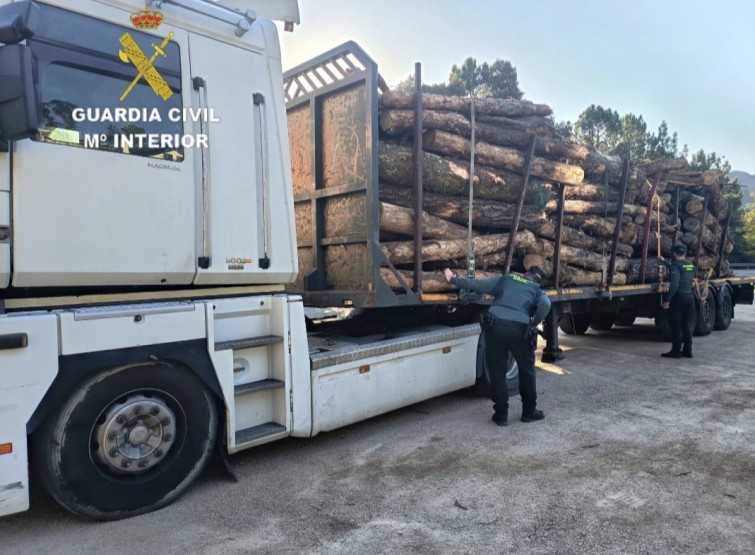 Camión huye a toda pastilla de la Guardia Civil con madera robada en Fornelos