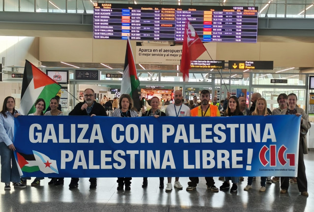 Protesta de la CIG por la huelga por Palestina