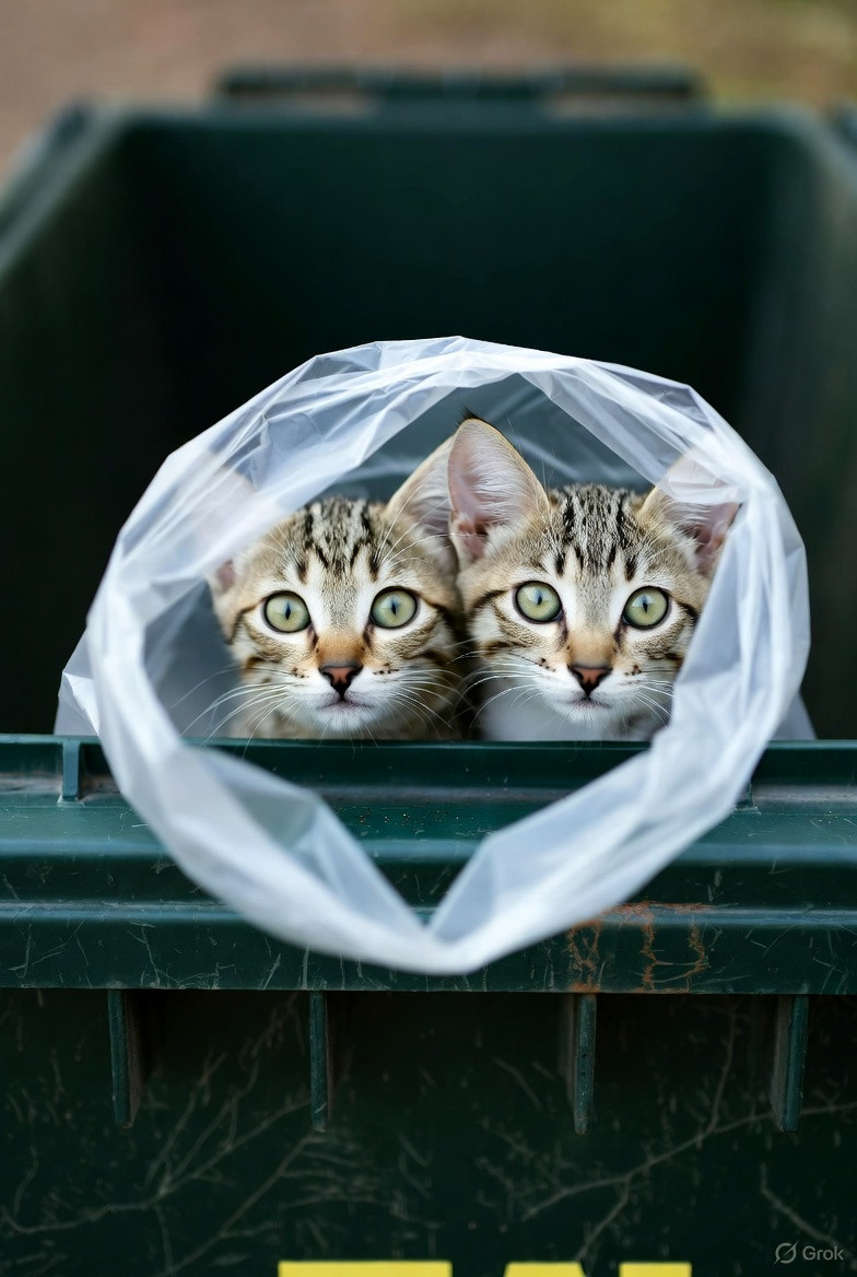 Imagen ilustrativa de unos gatos abandonados generada con IA