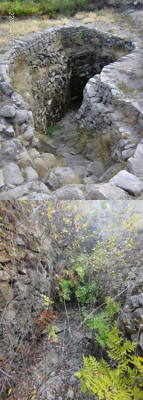 Segundo aljibe del Castro en la imagen superior cuando fue excavado en 2012 y en la inferior el estado actual en 2025