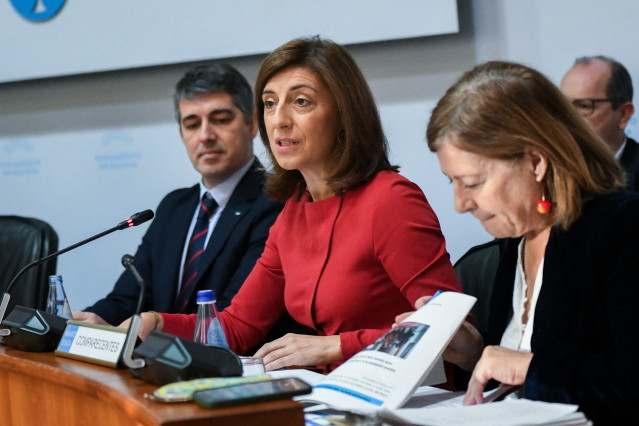 La conselleira de Medio Ambiente, Ángeles Vázquez, comparece en el Parlamento de Galicia, a 24 de octubre de 2025.