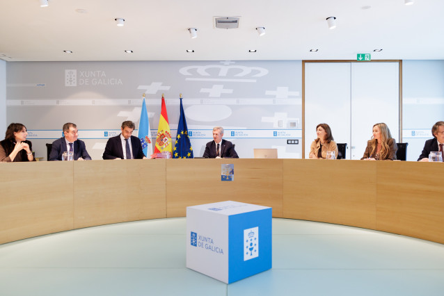 O titular do Executivo galego, Alfonso Rueda, preside a reunión do Consello da Xunta. Sala do Consello, 27/10/25.