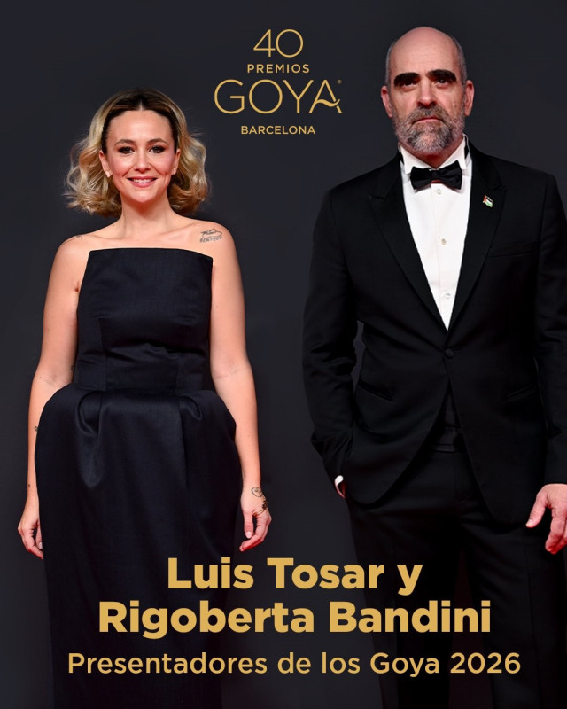 La Academia de Cine ha anunciado este martes que la cantante Rigoberta Bandini y el actor Luis Tosar serán los conductores de la gala de los Goya en Barcelona.