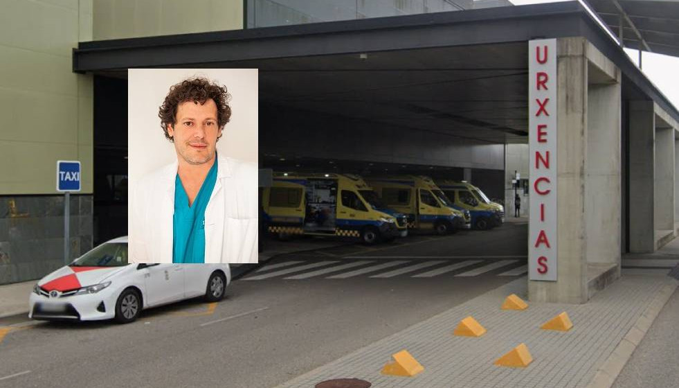 La imagen del doctor Pablo Alborés publicada por Indisa sobre la entrada de urgencias del Álvaro Cunqueiro