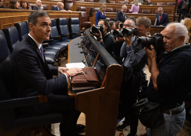 El presidente del Gobierno, Pedro Sánchez, durante una sesión de control al Gobierno, en el Congreso de los Diputados, a 12 de noviembre de 2025, en Madrid (España).