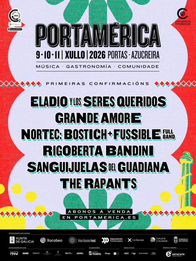 Cartel provisional de los artistas invitados a la edición 2026 del festival PortAmérica