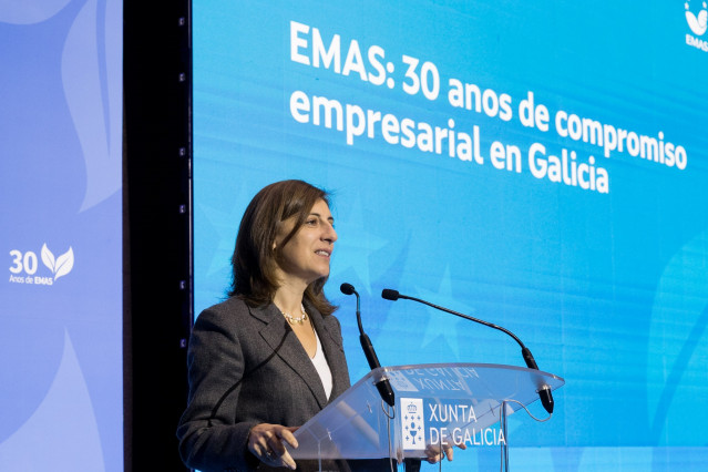 La conselleira de Medio Ambiente, Ángeles Vázquez, en el acto de 30º aniversario del reconocimiento EMAS.