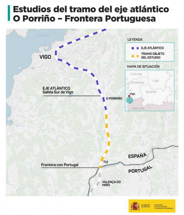 Estudios para prolongar el Eje Atlántico entre O Porriño y Portugal