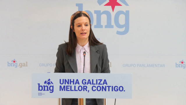 La viceportavoz parlamentaria del BNG, Olalla Rodil, en rueda de prensa