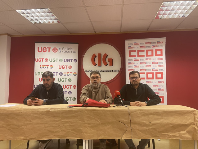 Representantes de UGT, CIG y CCOO