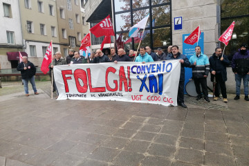 Concentración por la huelga de transporte por carretera en Ferrol