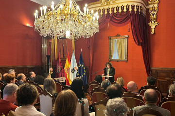 La alcaldesa de Santiago, Goretti Sanmartín, en el acto conmemorativo por los 40 años de Santiago como Patrimonio Mundial.