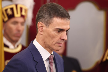 El presidente del Gobierno, Pedro Sánchez, durante el acto institucional por el Día de la Constitución, en el Congreso de los Diputados, a 6 de diciembre de 2025, en Madrid (España).