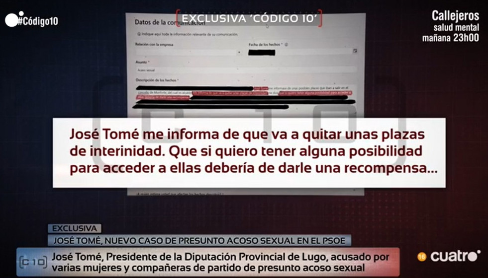 Otra de las denuncias presentadas contra Tomé emitida por Cuatro