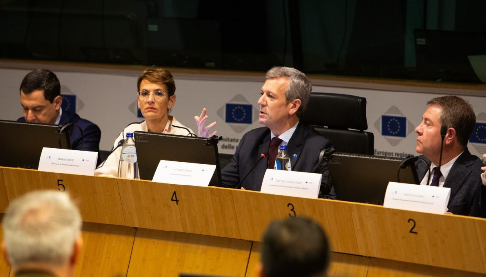 El presidente de la Xunta, Alfonso Rueda, durante su intervención.