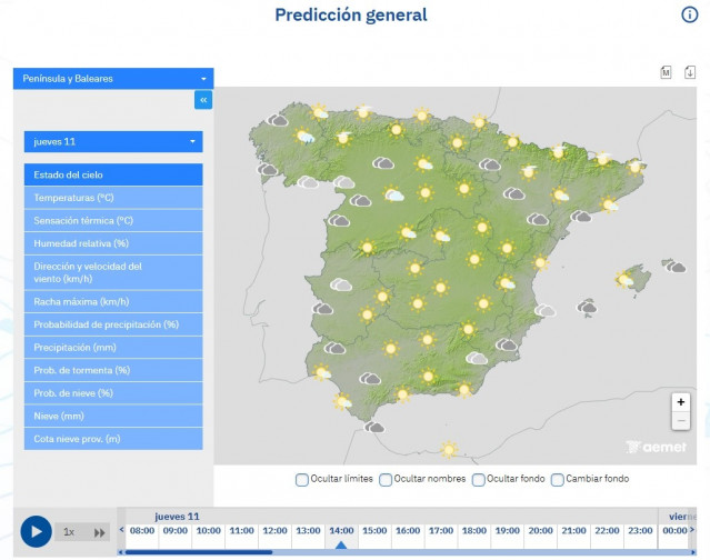 Previsión meteorológica para este jueves 11 de diciembre.