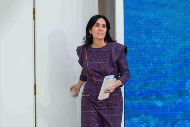 La secretaria general del PPdeG, Paula Prado, antes de iniciar la rueda de prensa.