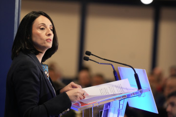 La secretaria de Organización del PSOE, Rebeca Torró, en un desayuno informativo en Bilbao