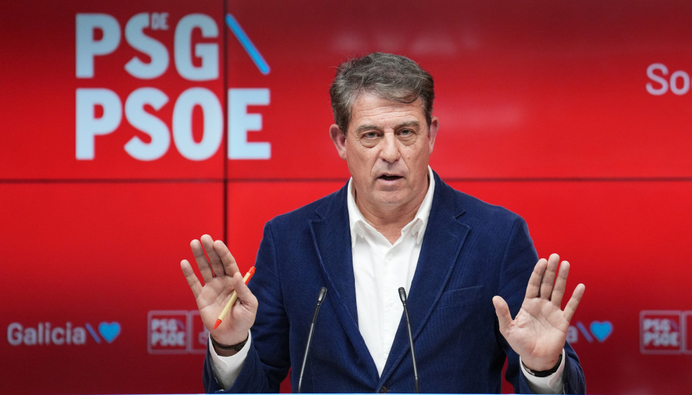 BESTEIRO CASO ACOSO TOME El secretario general del PSdeG y portavoz del Grupo Socialista en el Parlamento de Galicia, José Ramón Gómez Besteiro, ofrece una rueda de prensa tras la reunión de la Co