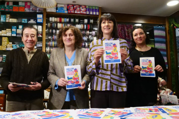 La portavoz nacional del BNG, Ana Pontón, en Santiago en la presentación de la campaña 'Mellor local, Mellor galego'.