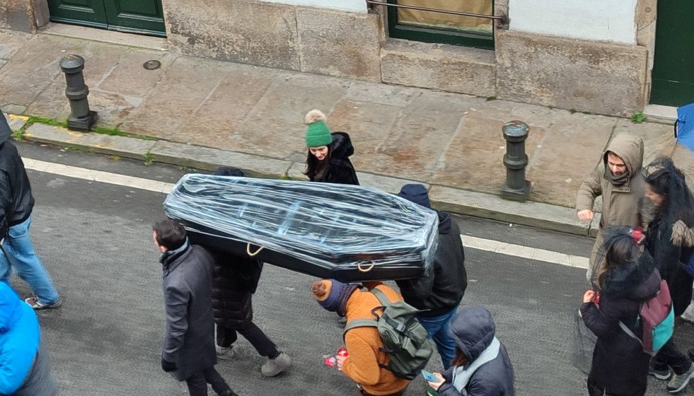 Manifestación en Santiago durante la huelga del profesorado